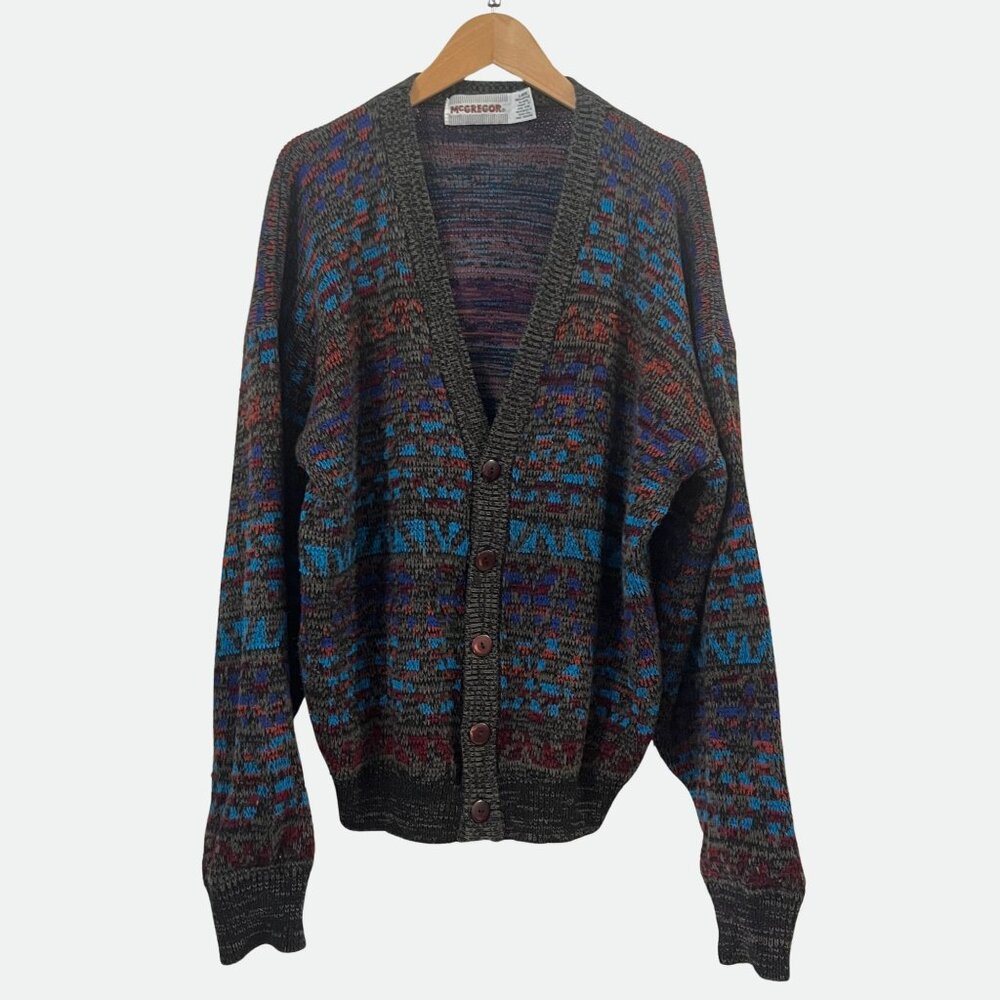 VINTAGE 90'S - Men's Cardigan - Geo Pattern